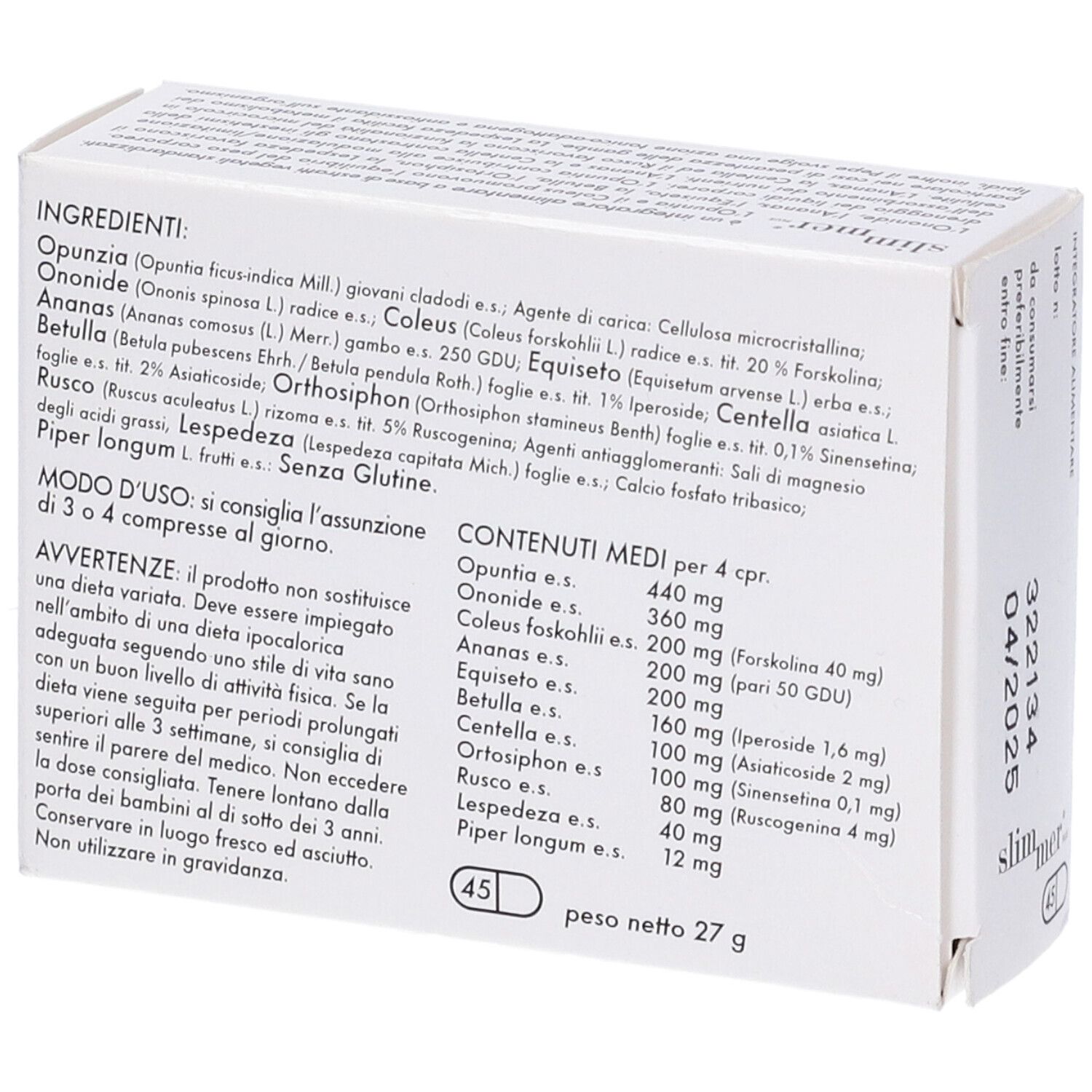 Slimmer Plus 45 Compresse