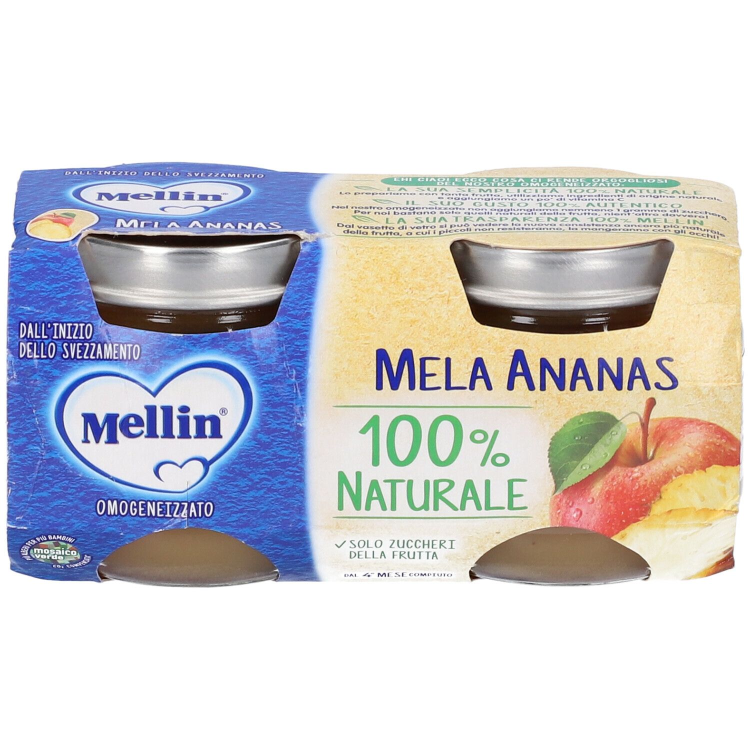 Mellin Omogeneizzato di Frutta Mela e Ananas 2 x 100 g