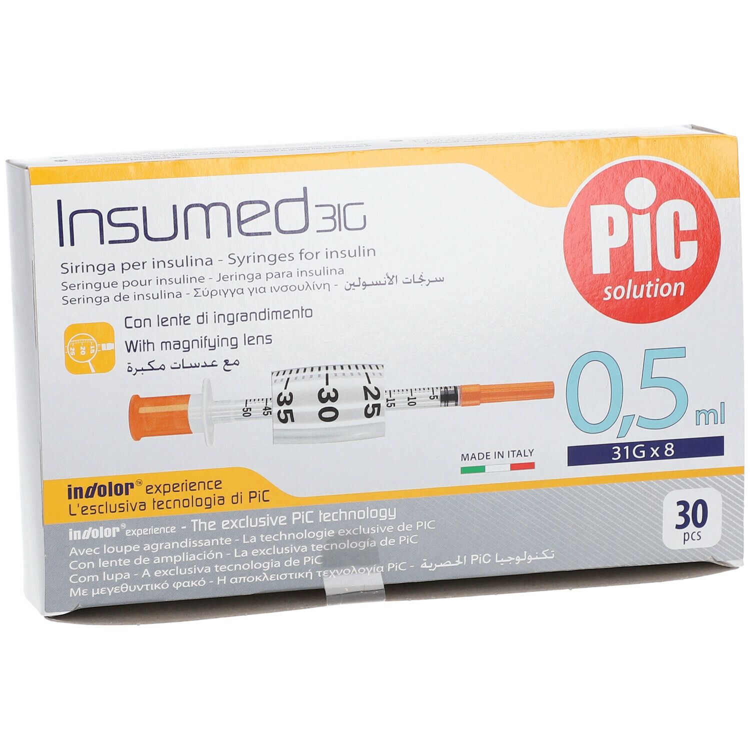 Pic Solution Siringa per Insulina 31 G 8 mm 0,5 ml