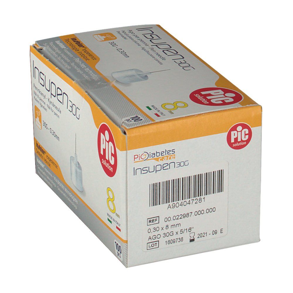 Pic Solution Aghi per Penna da Insulina 30 G 8 mm