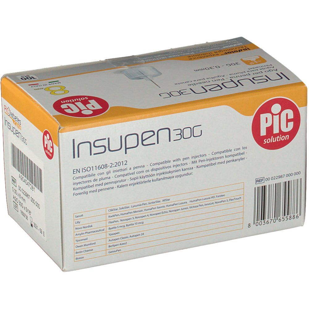 Pic Solution Aghi per Penna da Insulina 30 G 8 mm