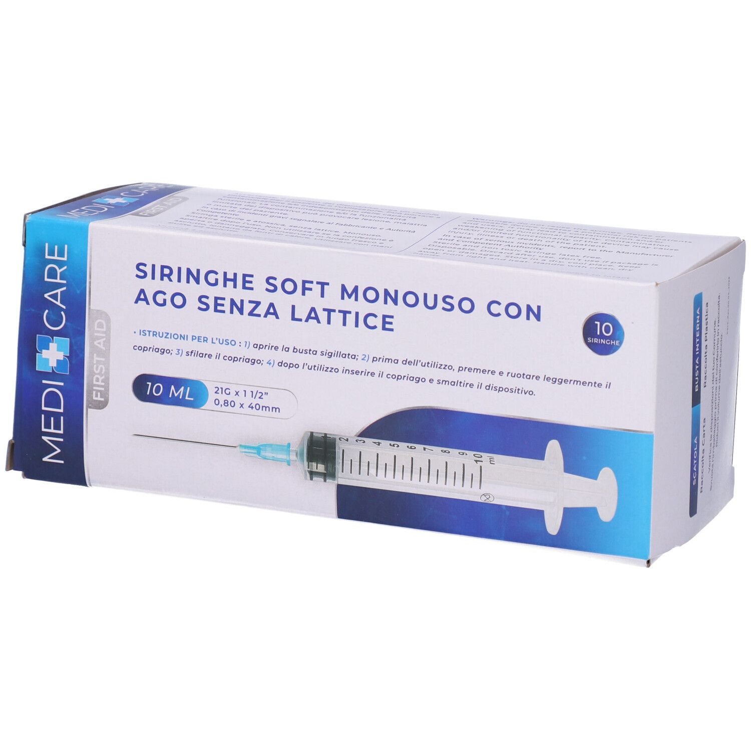 Siringa Soft Capacita' 10Ml Ago Gauge 21 Confezione 10 Pezzi