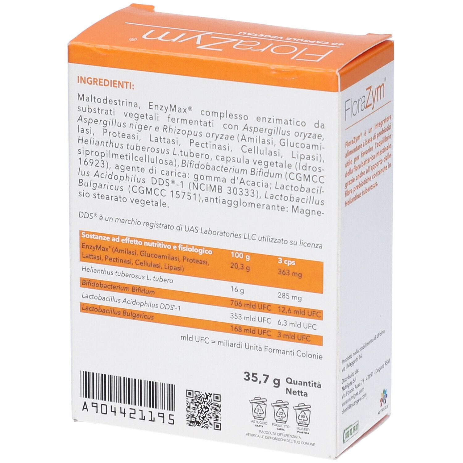 Nutrigea Florazym Capsule Integratore Alimentare