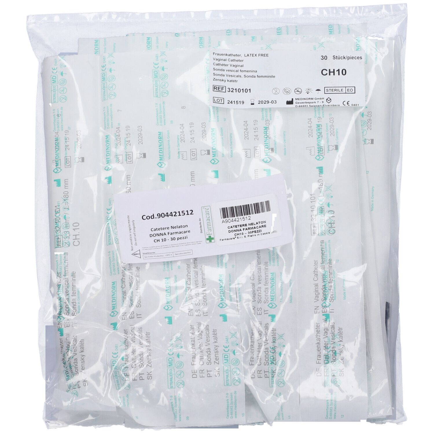 Catetere Uretrale Nelaton Femminile Ch10 Lunghezza 40Cm Prodotto In Pvc Medicale Con Punta Distale Arrotonta Per L'Introduzione Atraumatica 30 Pezzi