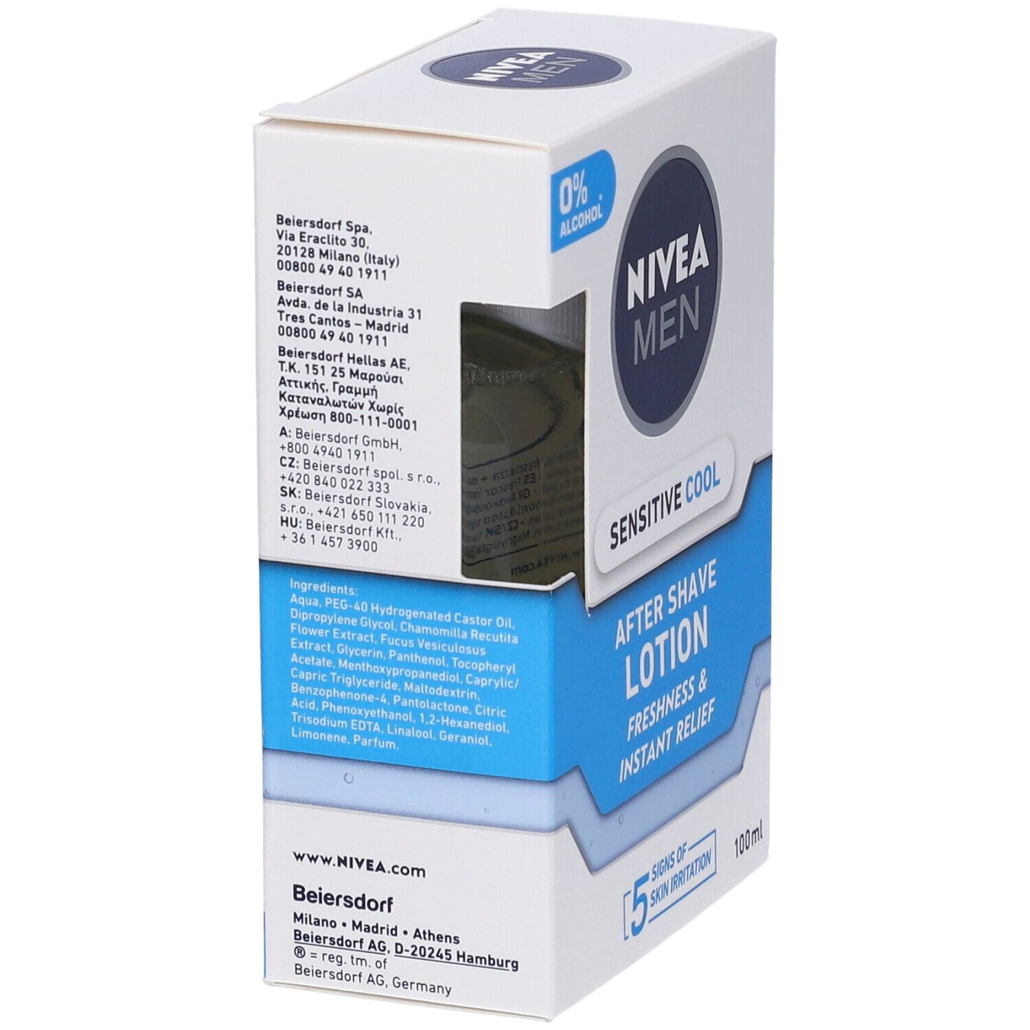 Nivea Men Sensitive Cool Lozione Dopobarba 100 ml, Dopobarba uomo lenitivo e rinfrescante