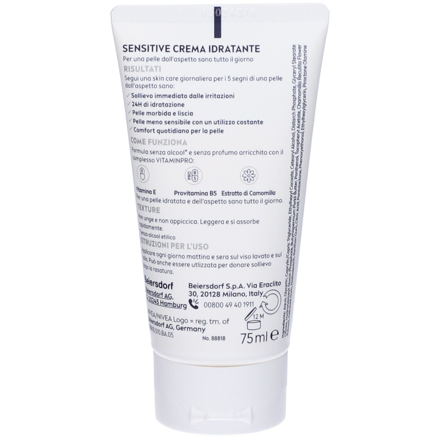 Nivea Men Sensitive Crema Idratante 75 ml, Crema viso uomo lenitiva per pelli sensibili e delicate