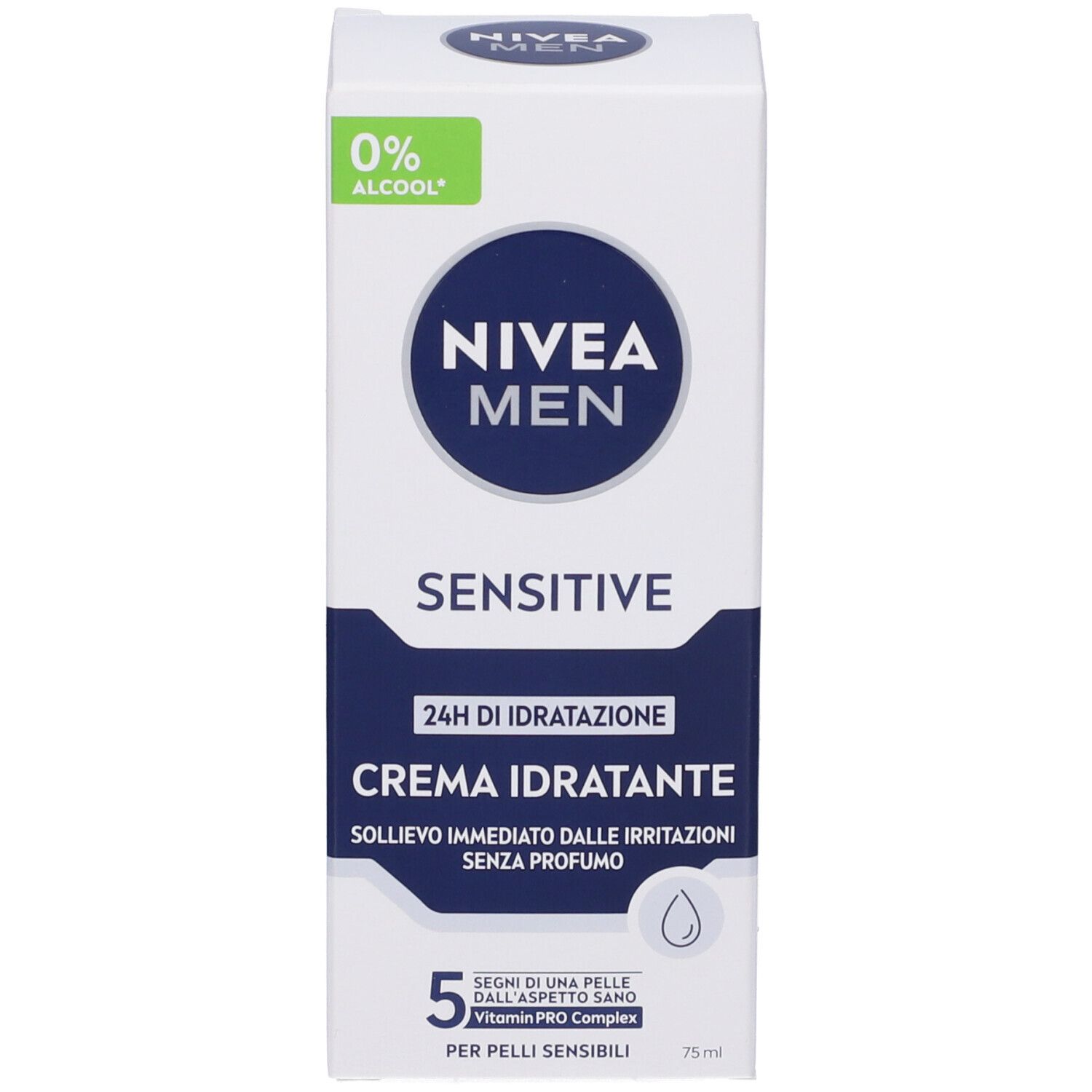 Nivea Men Sensitive Crema Idratante 75 ml, Crema viso uomo lenitiva per pelli sensibili e delicate