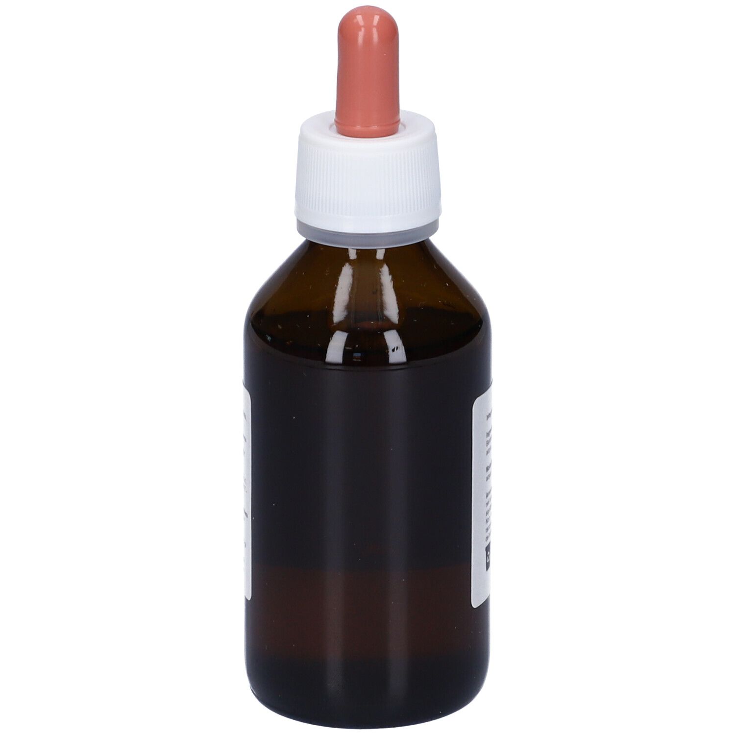 Flacone in vetro marrone con pipetta. Scritta Bardana, Soluzione idroalcolica da pianta fresca. 100ml.