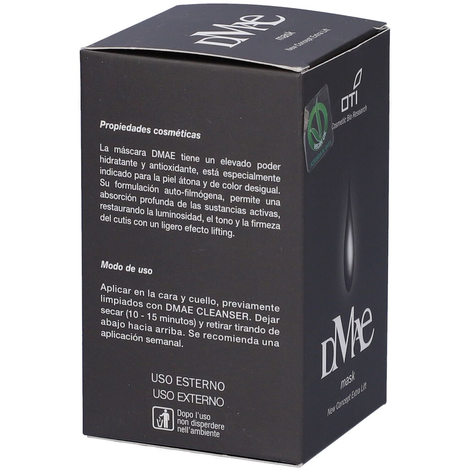 Scatola nera con testo e logo. Sigillo vegano.