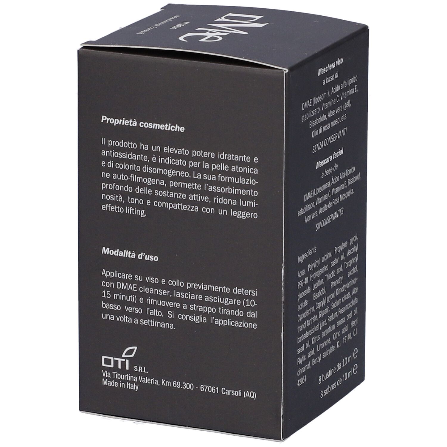 Scatola nera con testo e logo. Sigillo vegano.