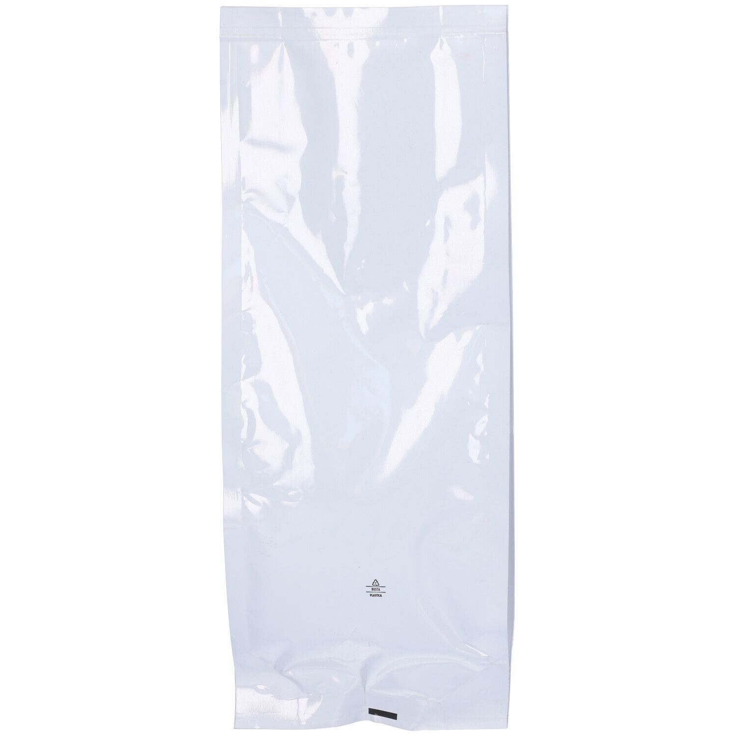 Confezione trasparente, allungata. Chiusa in basso, sigillata in alto. Piccola stampa.