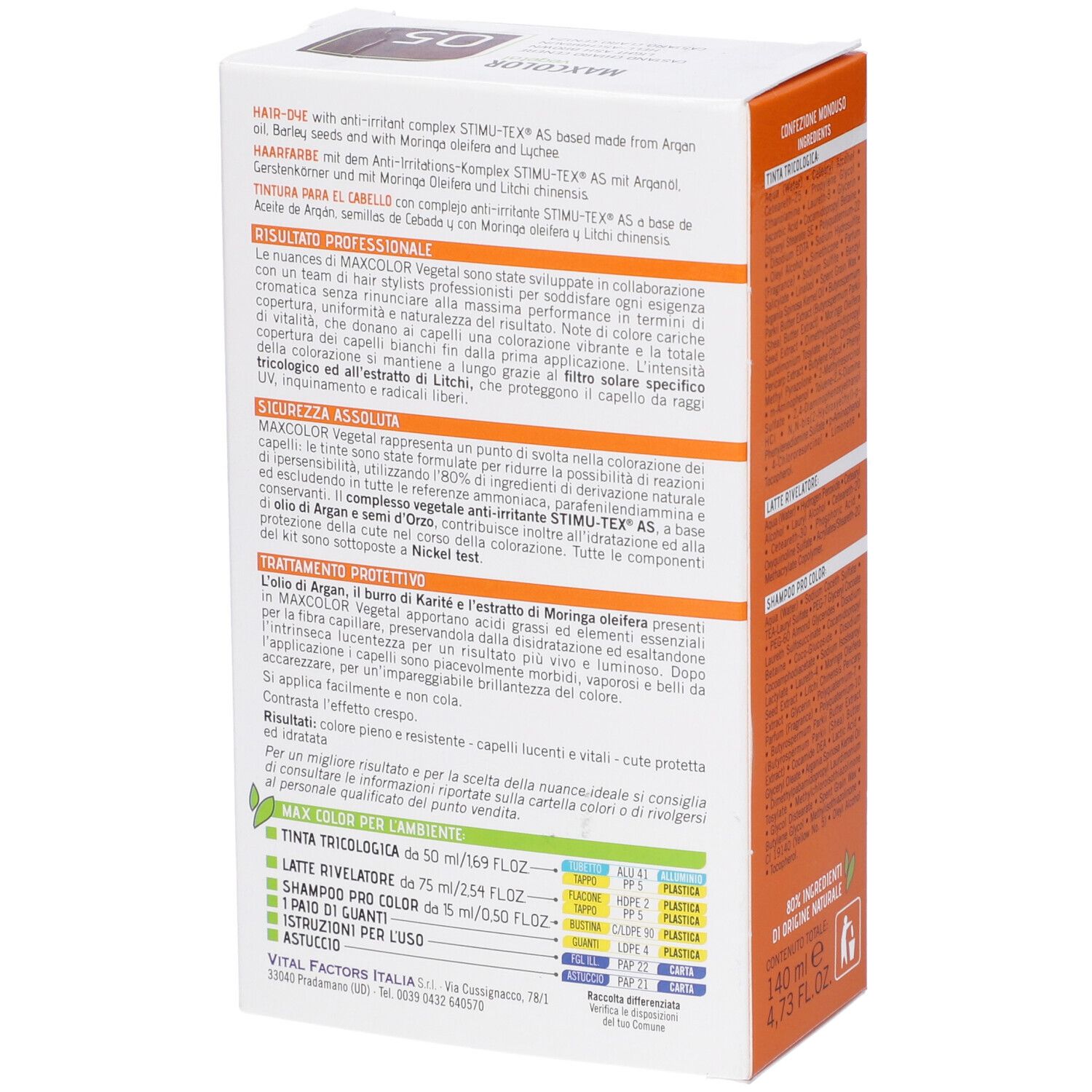 Confezione con testo in italiano. Contiene informazioni sull'uso e sugli ingredienti.