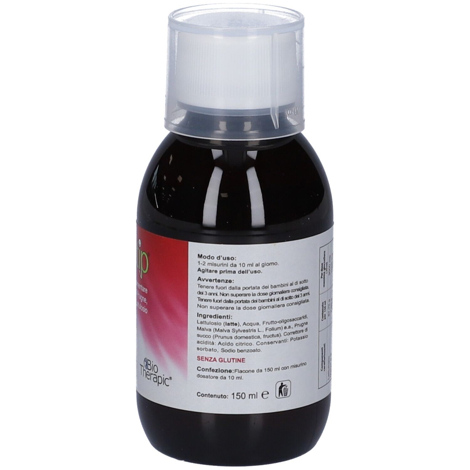 Flacone Forstip. Testo in italiano. Sfondo rosso e bianco. Con tappo.