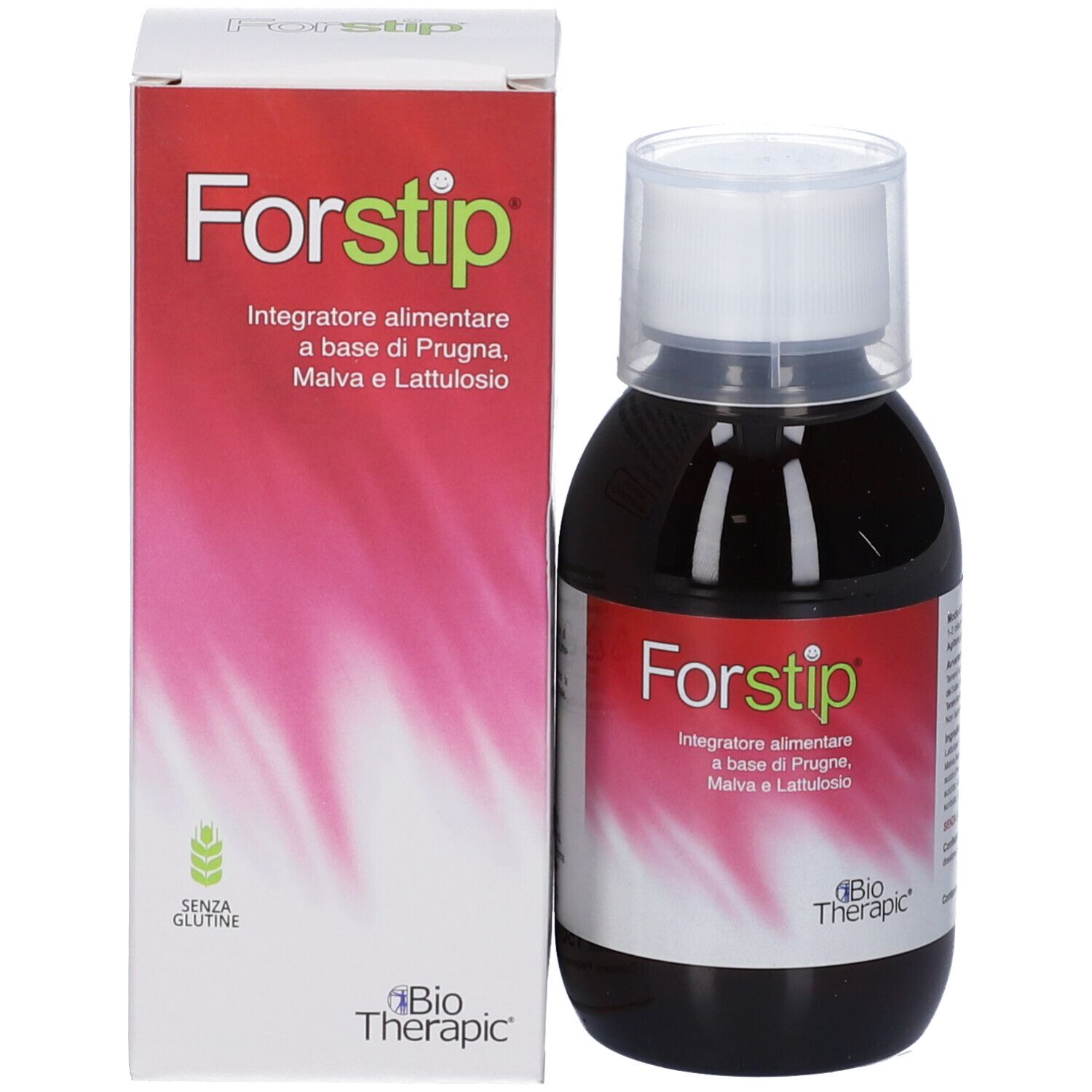 Confezione con flacone Forstip. Testo in italiano. Simbolo senza glutine.