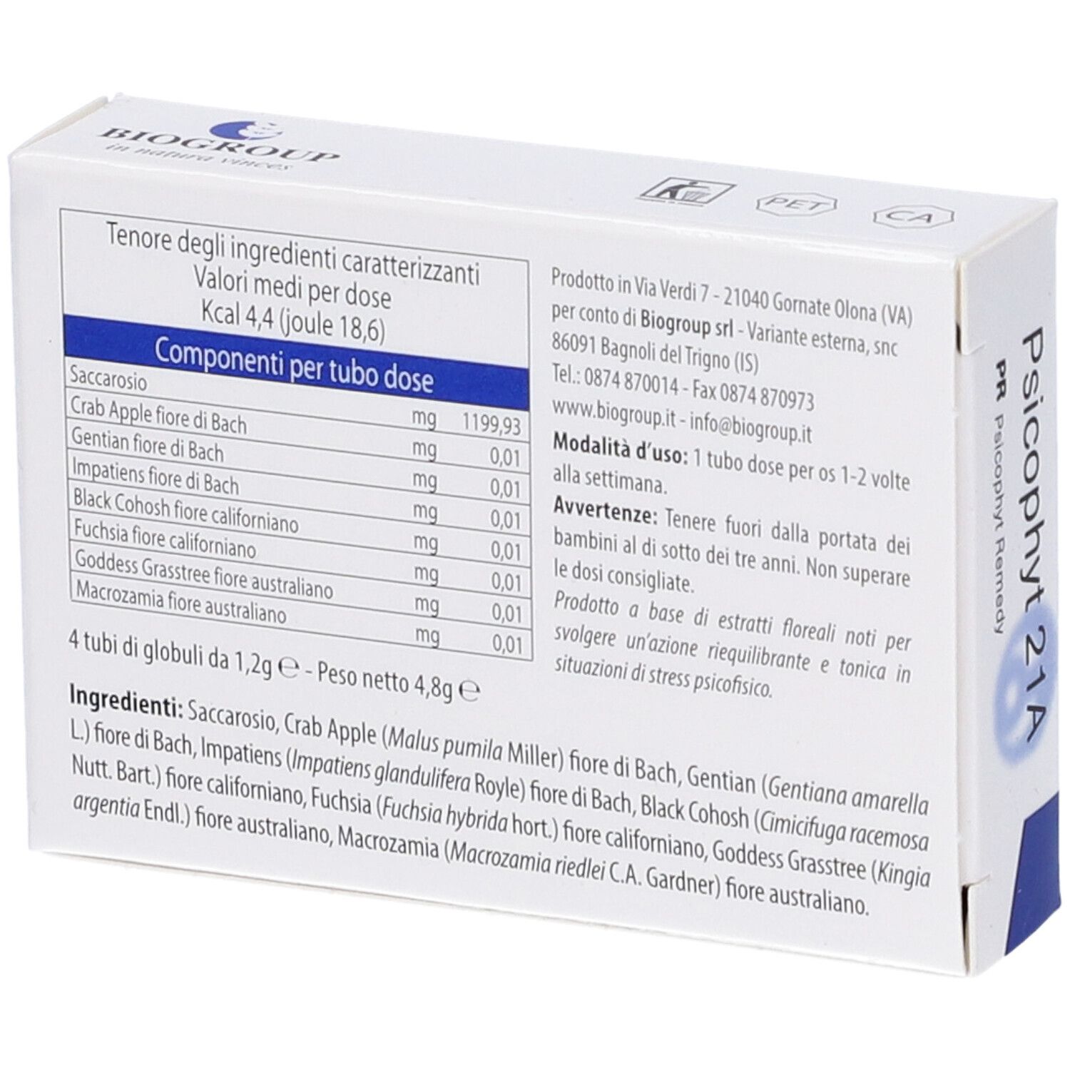 Psicophyt Remedy 21A 4 Tubi 1,2 G
