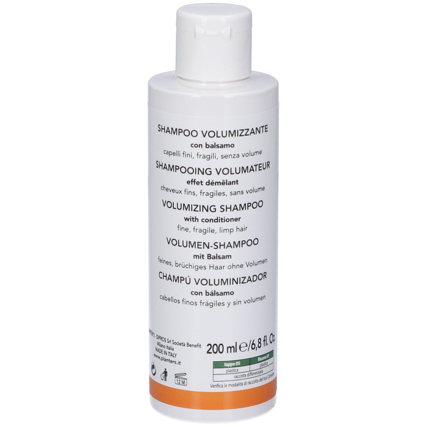 Flacone di Shampoo Volumizzante Planter's all'aloe vera, retro con testo.
