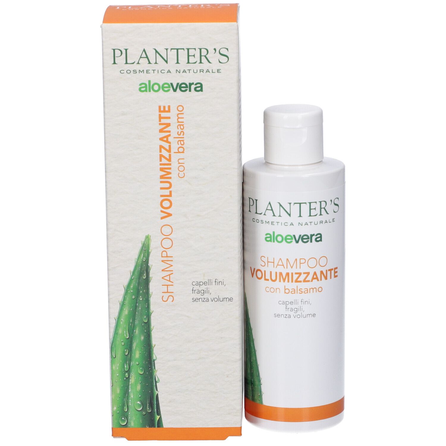 Shampoo Volumizzante Planter's all'aloe vera con confezione.