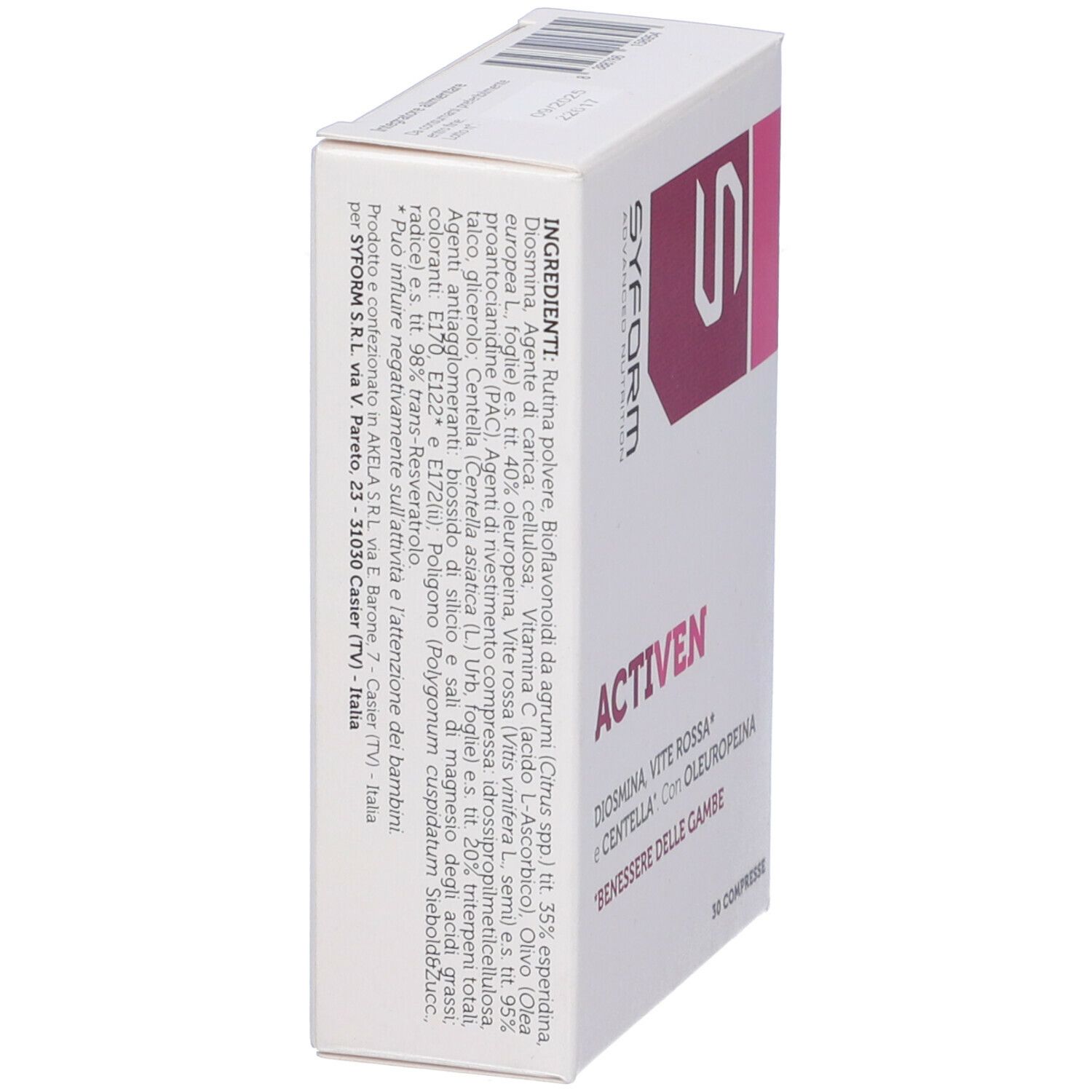 Confezione Activen. Contiene informazioni sugli ingredienti e il produttore.