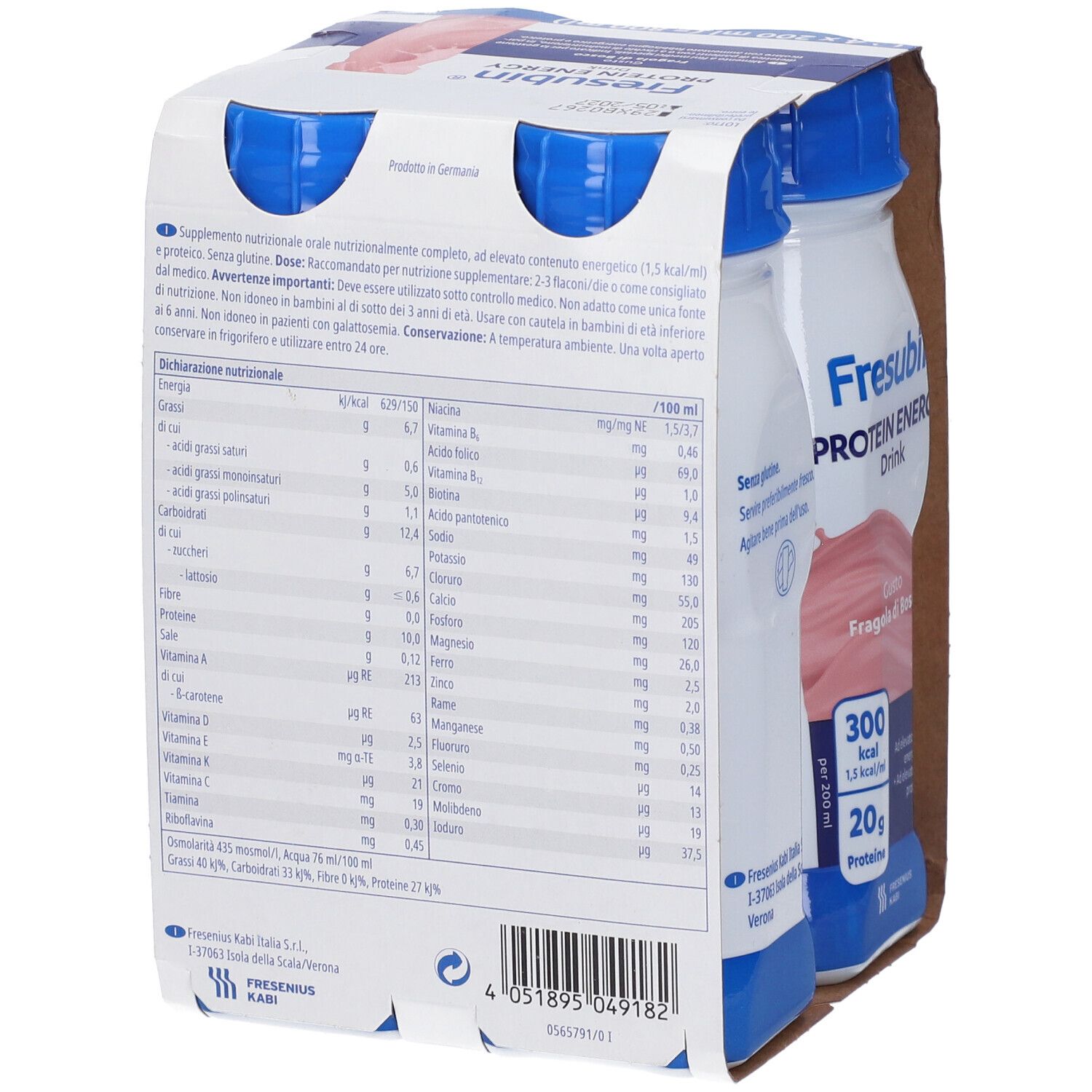Fresubin Protein Energy Drink Fragola, informazioni nutrizionali.