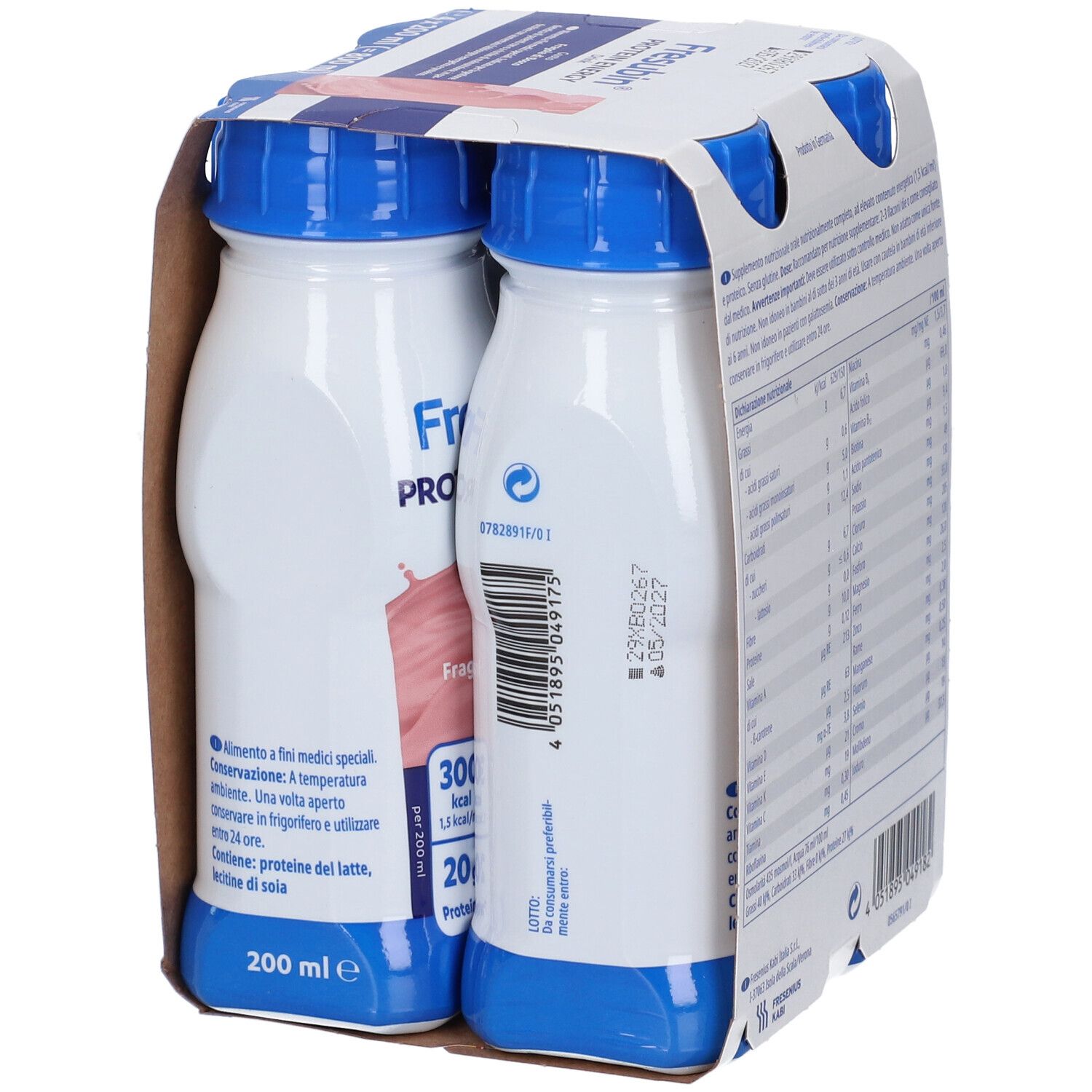 Fresubin Protein Energy Drink Fragola, bottiglie da 200ml.