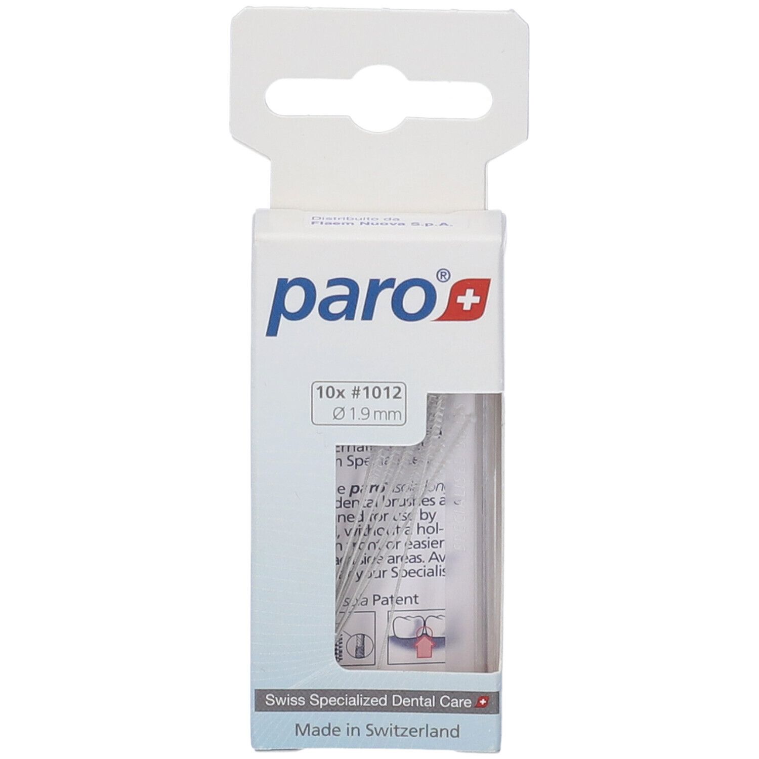 Confezione di spazzolini interdentali Paro Isola Long. 10 pezzi, diametro 1,9 mm. Scatola bianca.