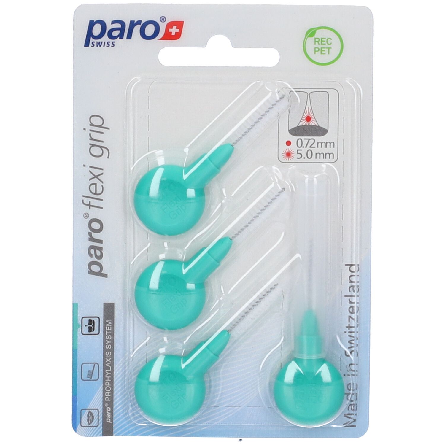 Paro 7-1075 Flexi Grip Scovolino Interdentale Medio Verde Cilindrico Diametro 5 Mm