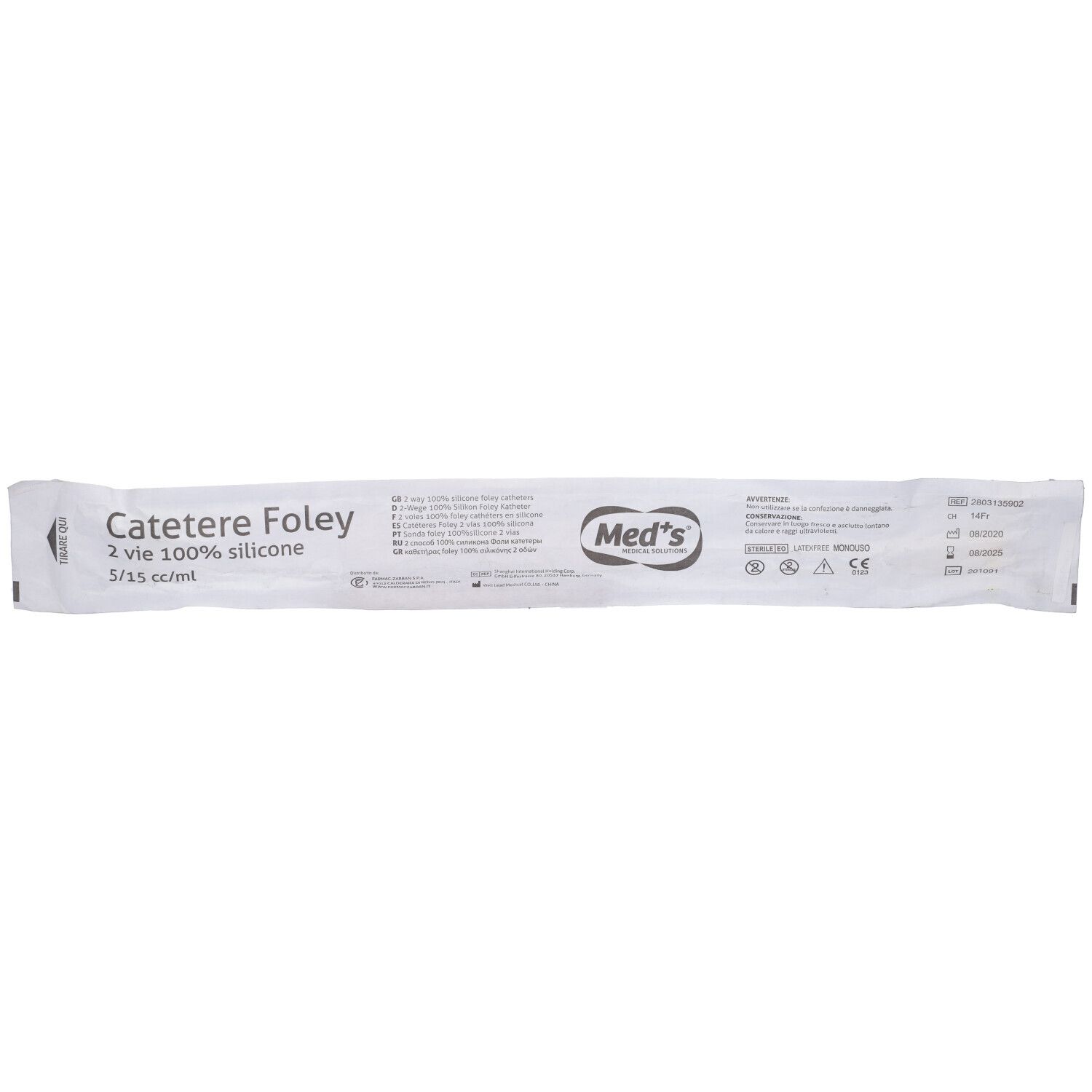 Catetere Foley In Lattice Siliconato Per Adulto 2 Vie Punta Nelaton Fori Laterali Diametro Ch 14 Con Palloncino 5-15 Ml 1 Pezzo
