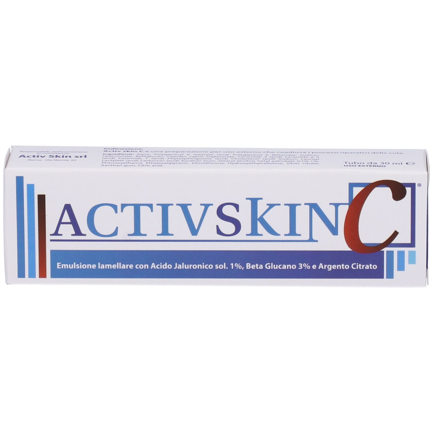 Emulsione Iamellare Activ Skin Con Acido Jaluronico 1% Beta Glucano 3% E Argento Citrato 30 Ml