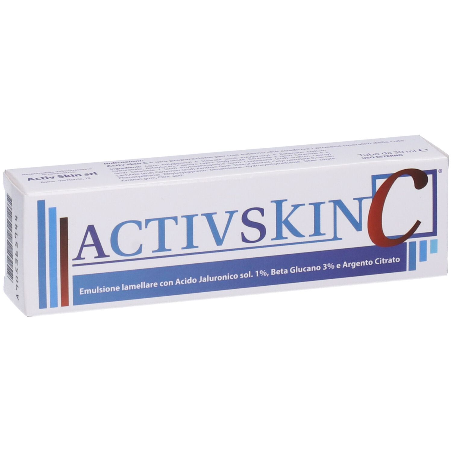 Emulsione Iamellare Activ Skin Con Acido Jaluronico 1% Beta Glucano 3% E Argento Citrato 30 Ml