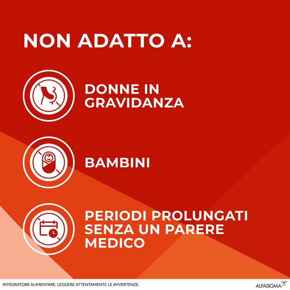 Grafico: Non adatto a donne in gravidanza, bambini, periodi prolungati senza parere medico.