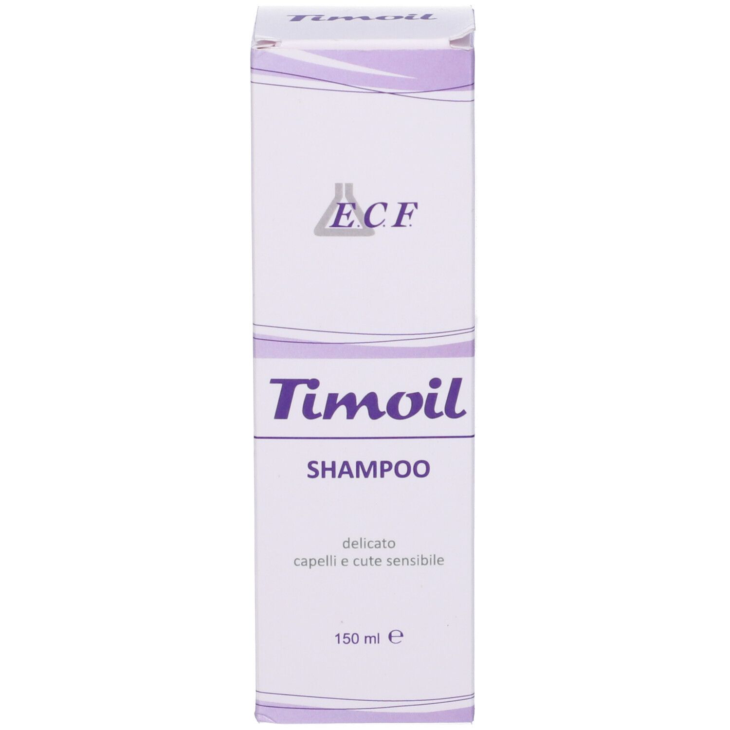 Confezione di Timoil Shampoo. Scritto: 150 ml. Per cute sensibile.