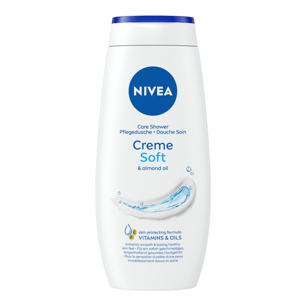 Nivea Bagnodoccia Creme Soft 250 ml, Bagnoschiuma cremoso con Olio di Mandorla delicato e Idratante