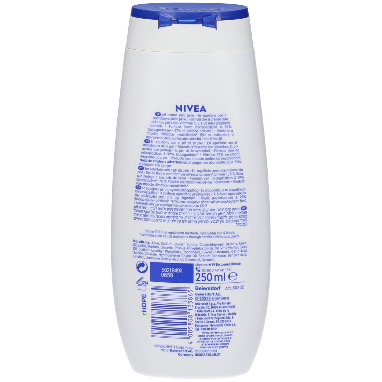 Nivea Bagnodoccia Creme Soft 250 ml, Bagnoschiuma cremoso con Olio di Mandorla delicato e Idratante