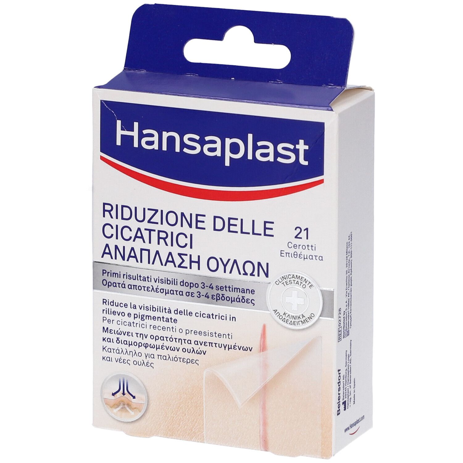 Hansaplast Cerotti Riduzione delle Cicatrici, Cerotti cicatrici trasparenti e discreti, 21 pezzi