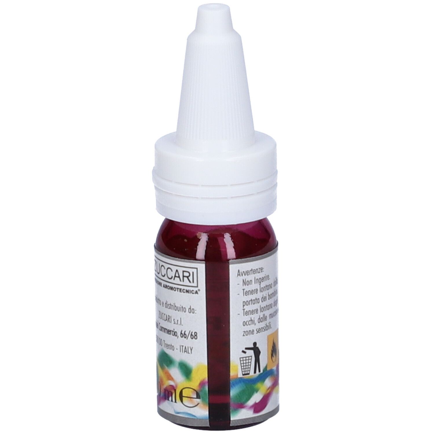 Zuccari Olio Essenziale Menta Piperita. Flacone con contagocce. Scritta: Menta Piperita, informazioni produttore.