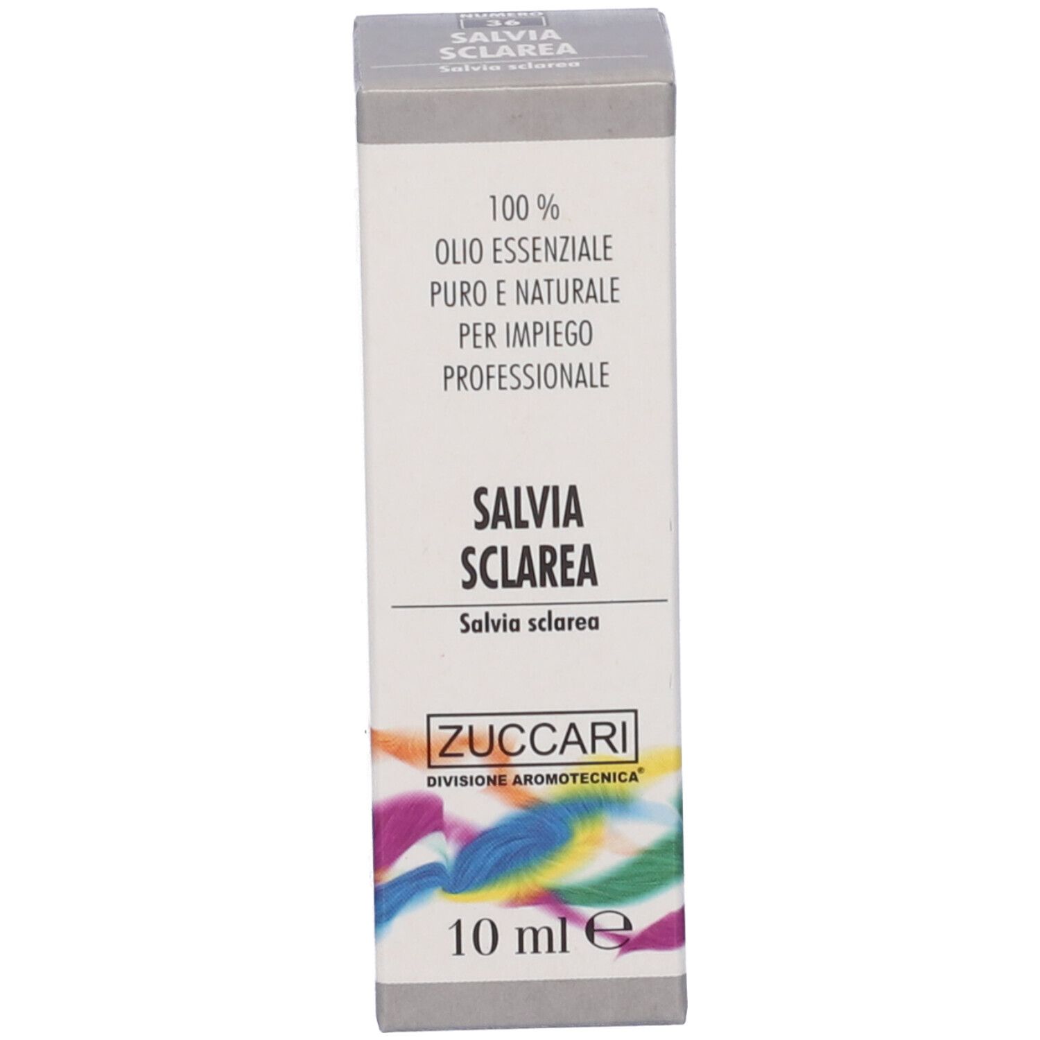 Confezione in cartone con scritta: Salvia Sclarea, Zuccari, 10 ml.