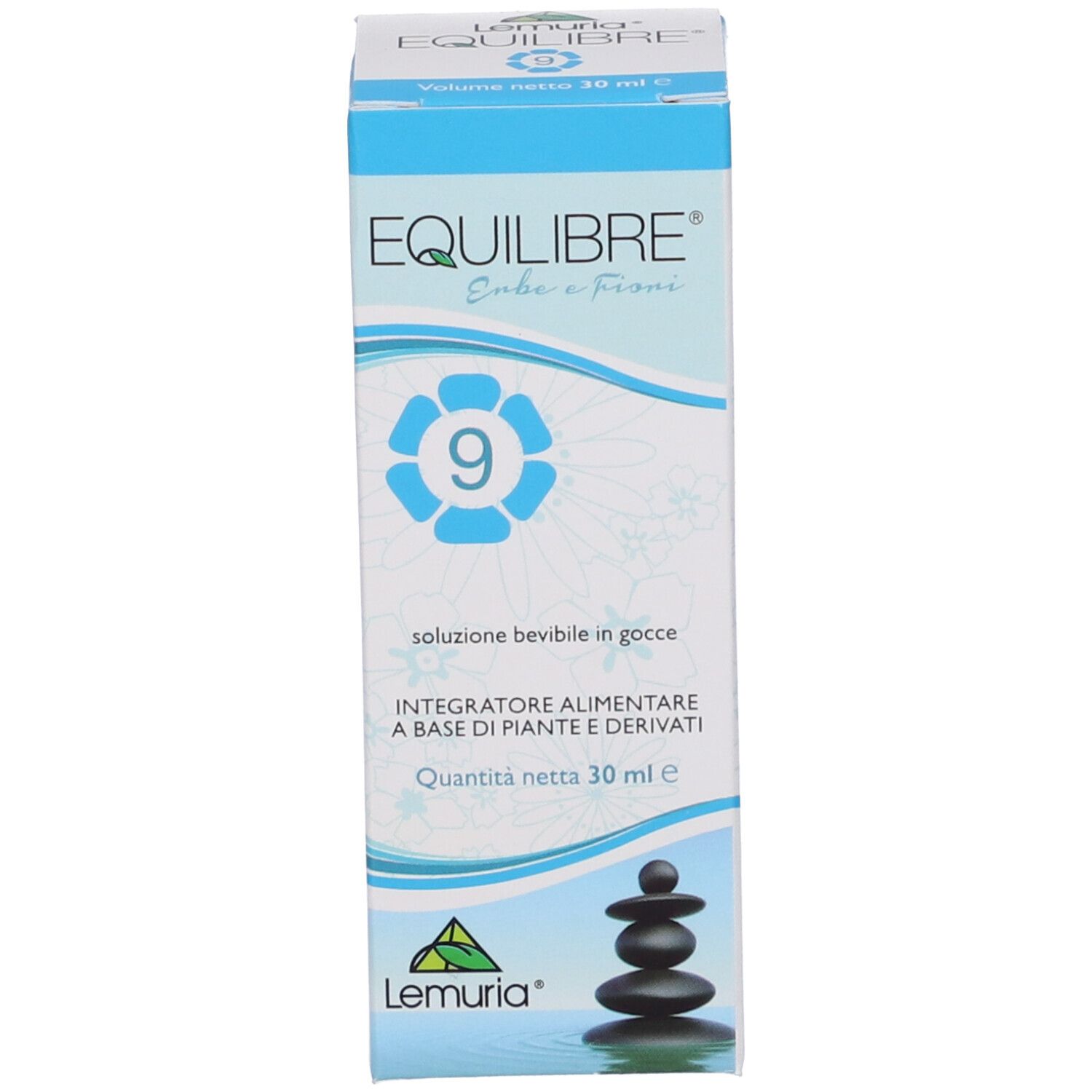 Confezione in cartone con nome e logo del prodotto. Tonalità blu e bianca. Testo in italiano.