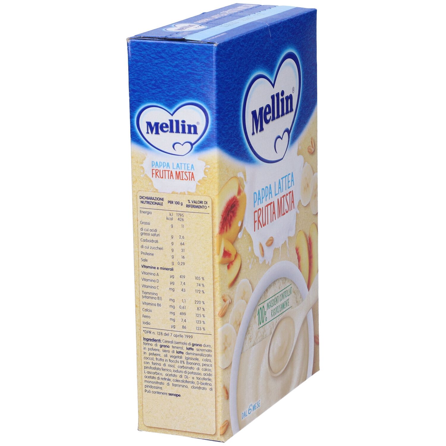 Mellin Pappa Lattea Frutta Mis 250 g