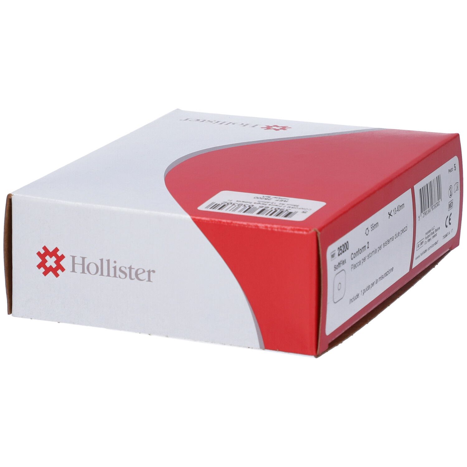 Scatola bianca e rossa. Logo Hollister. Nome prodotto e dimensione 55mm.