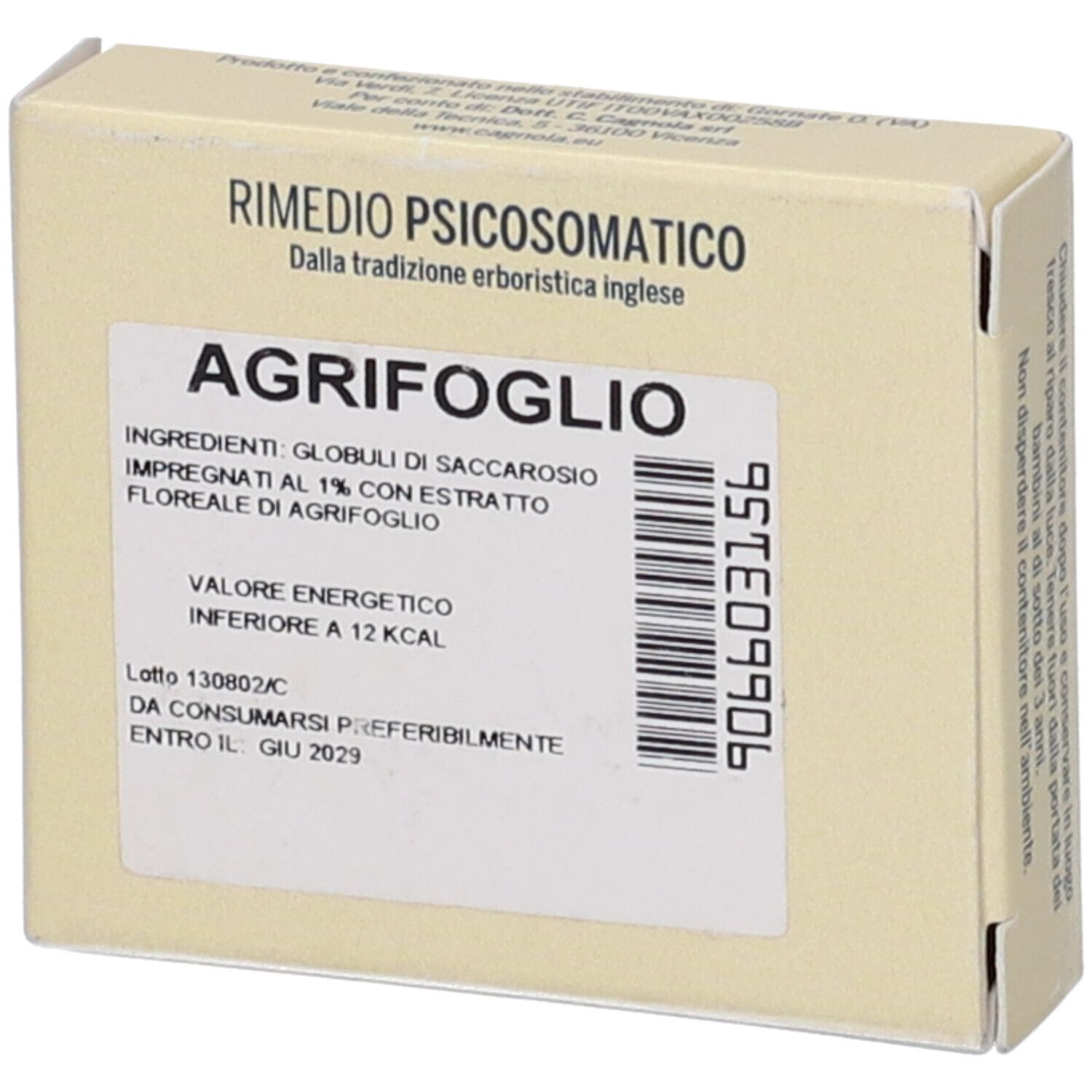 Retro confezione "Agrifoglio", Rimedio Psicosomatico, Globuli di Saccarosio.