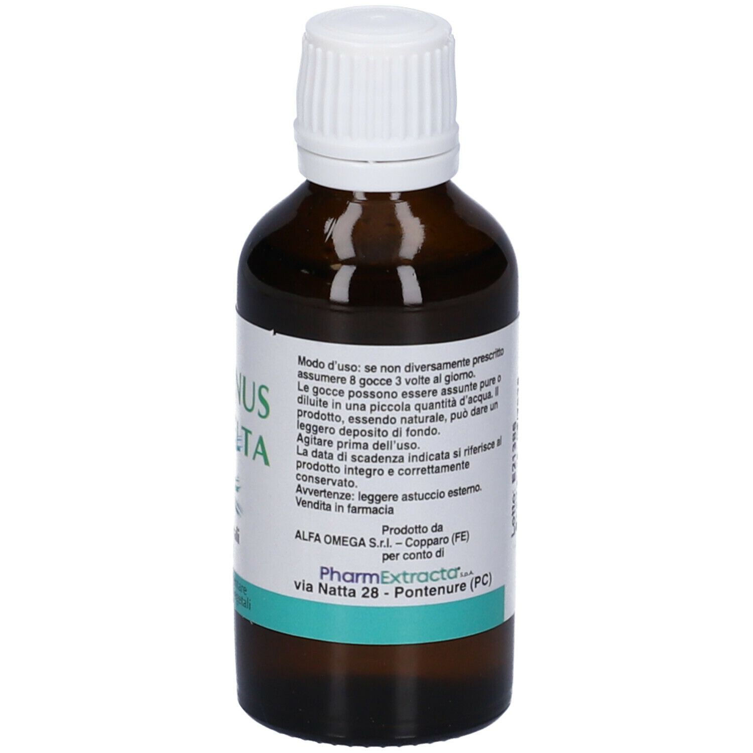 Flacone marrone con tappo bianco. Scritto: Raphanus Delta, Gocce orali, 50 ml. Istruzioni per l'uso e informazioni sul produttore.