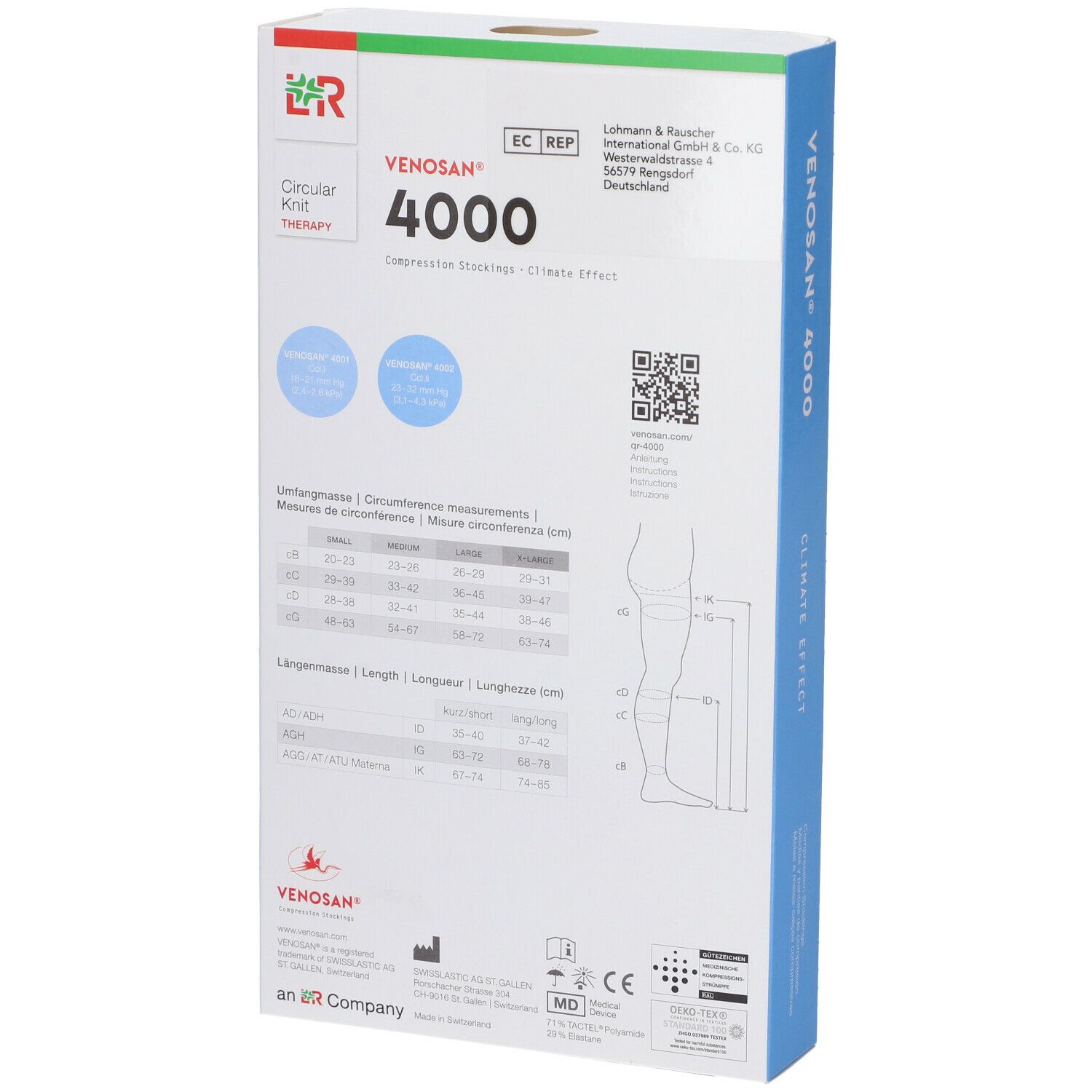 Venosan 4002 K2 Gambaletto Nero Lungo Punta Chiusa XL