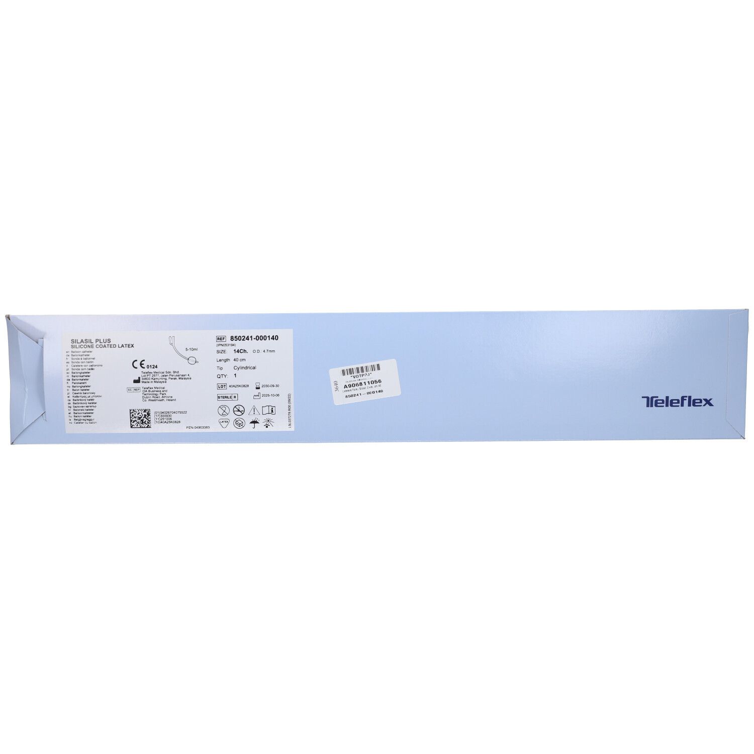 Confezione con prodotto. Stampe e logo Teleflex.