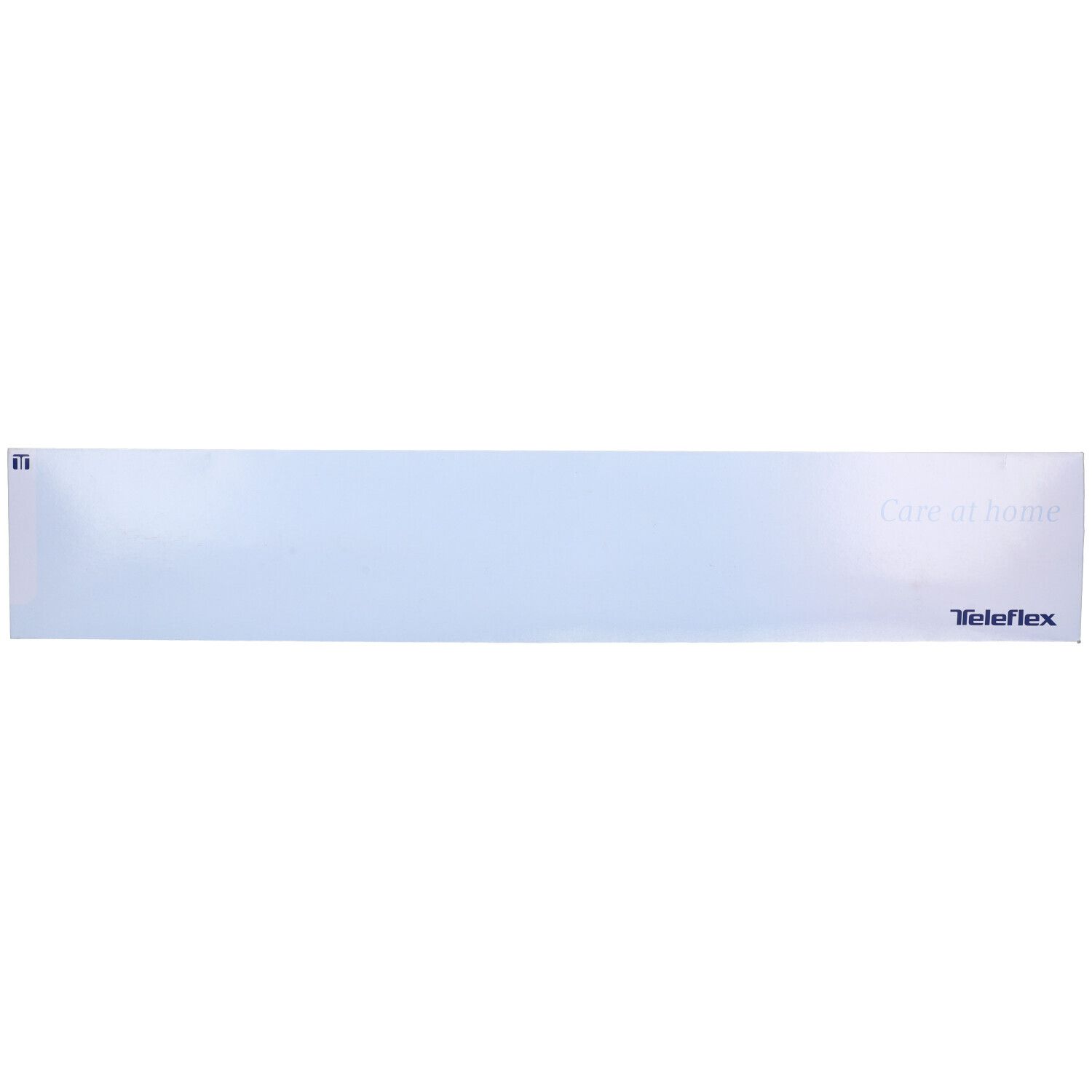 Confezione bianca allungata con testo blu. Scritta 'Care at home' e logo Teleflex.