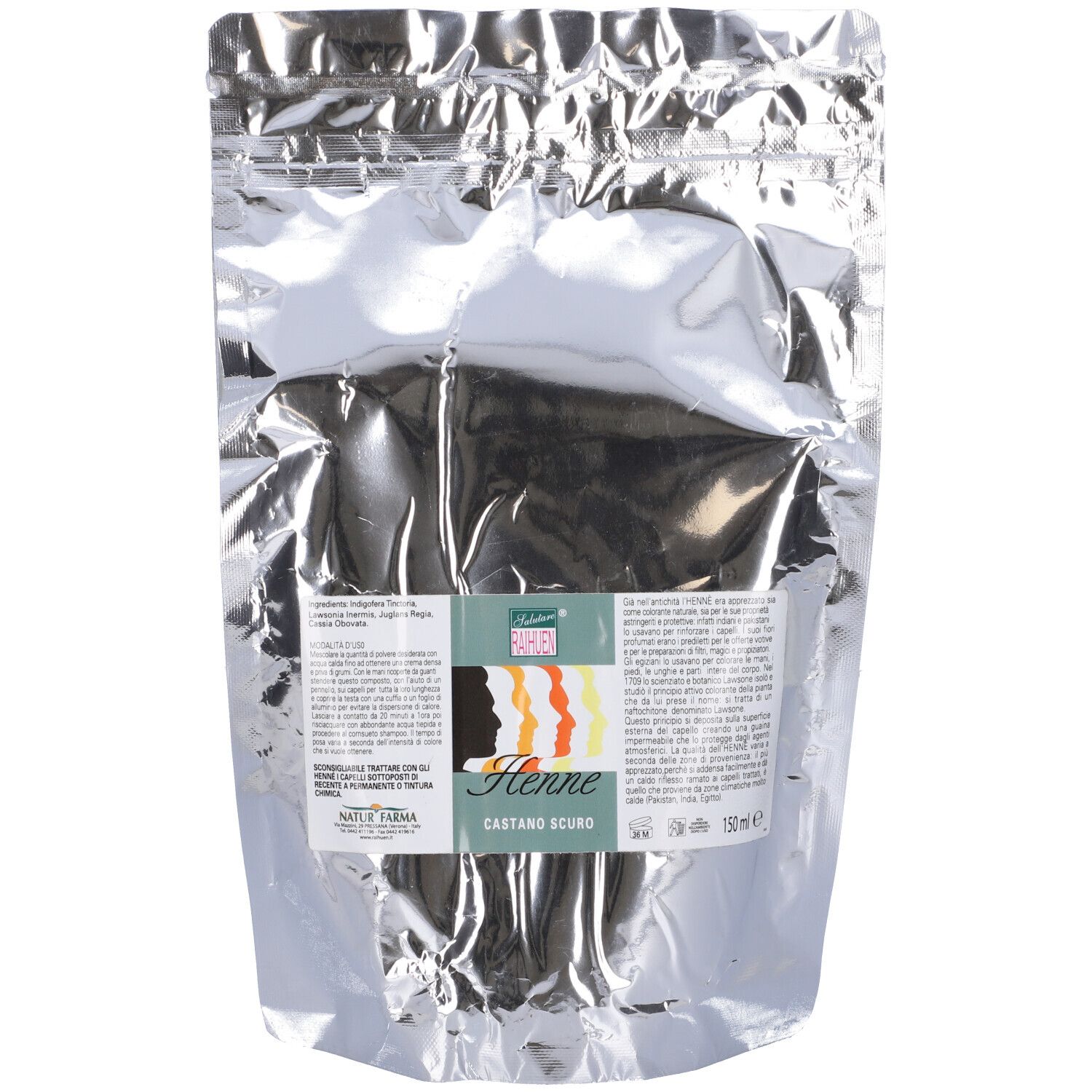 Raihuen Henne' Castano Scuro Tintura Capelli Naturale 150 G