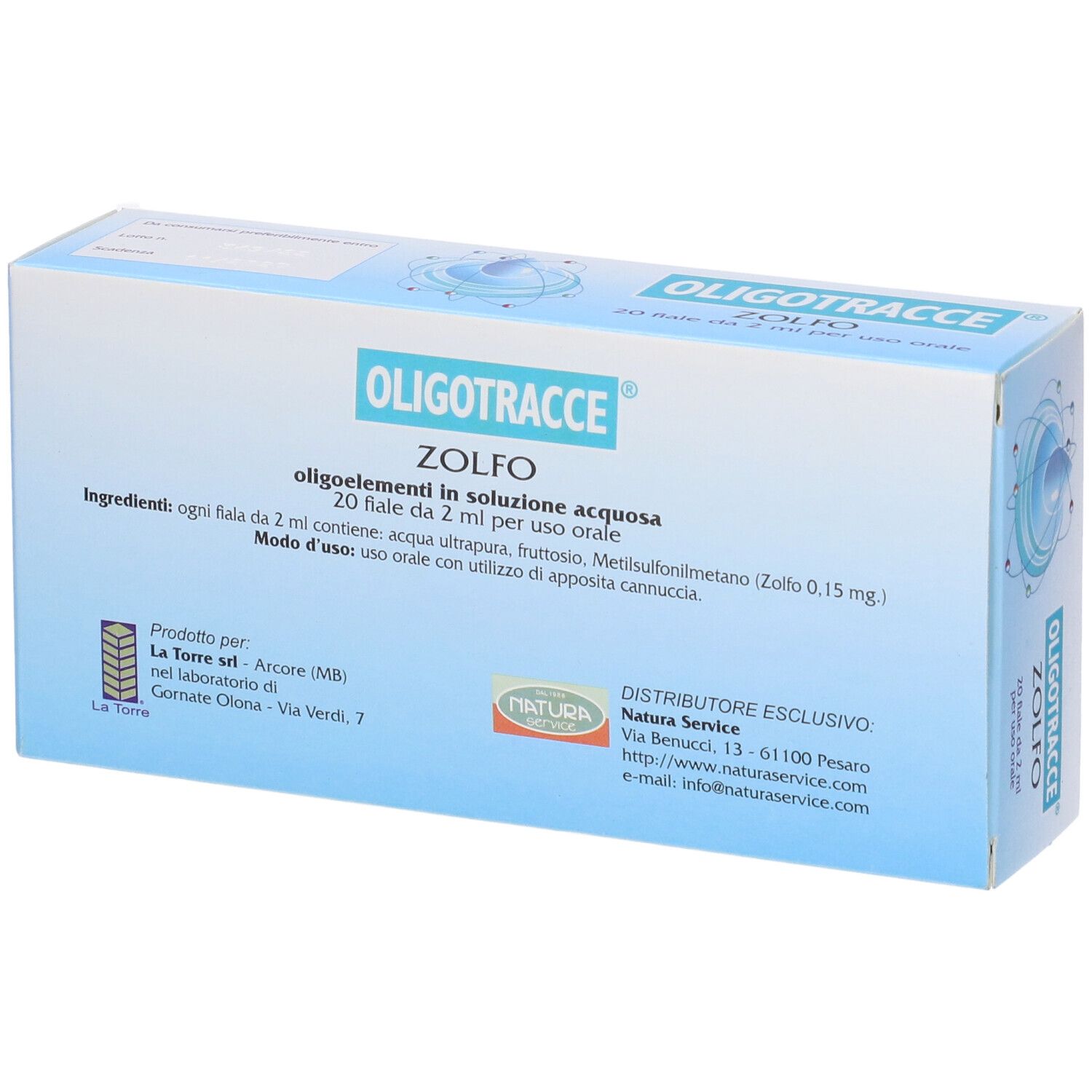 Oligotracce Zolfo 20 Fiale 2 Ml