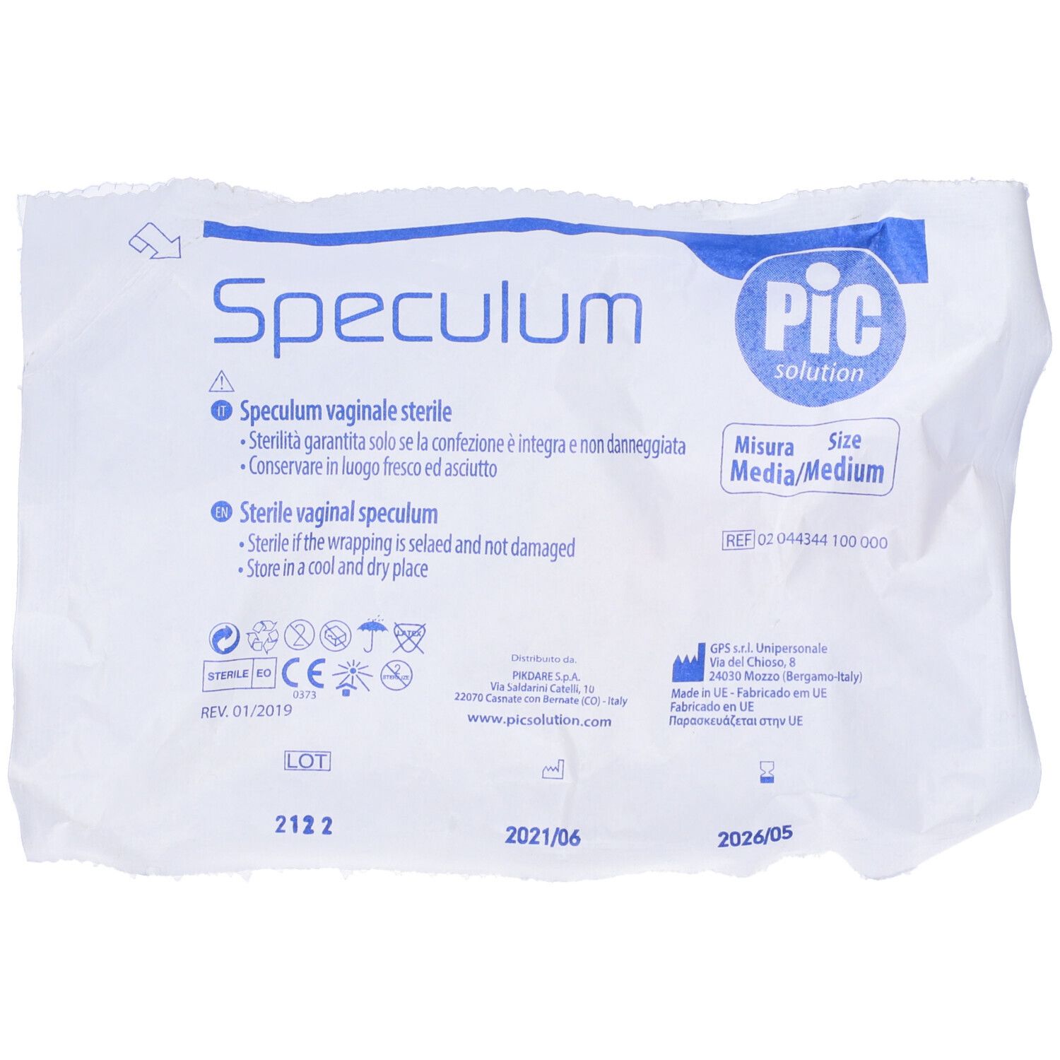 Speculum Vaginale Sterile Misura Media Codice Articolo 44341