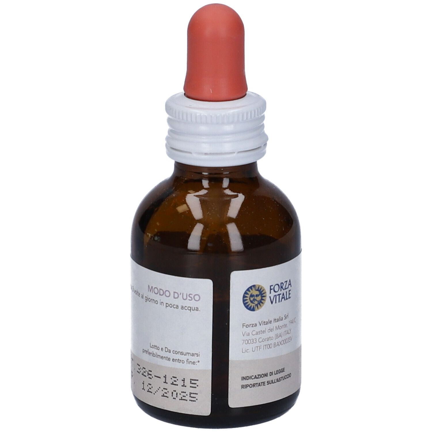 Flacone di vetro marrone con contagocce. Scritta: SYS Capelvenere, Integratore Alimentare. Etichetta con ingredienti e alcol.