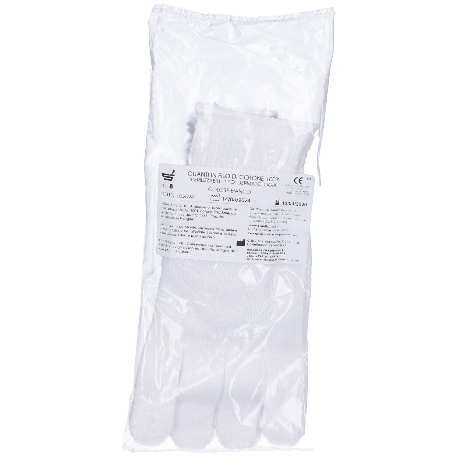 Guanto Cotone Bianco 8