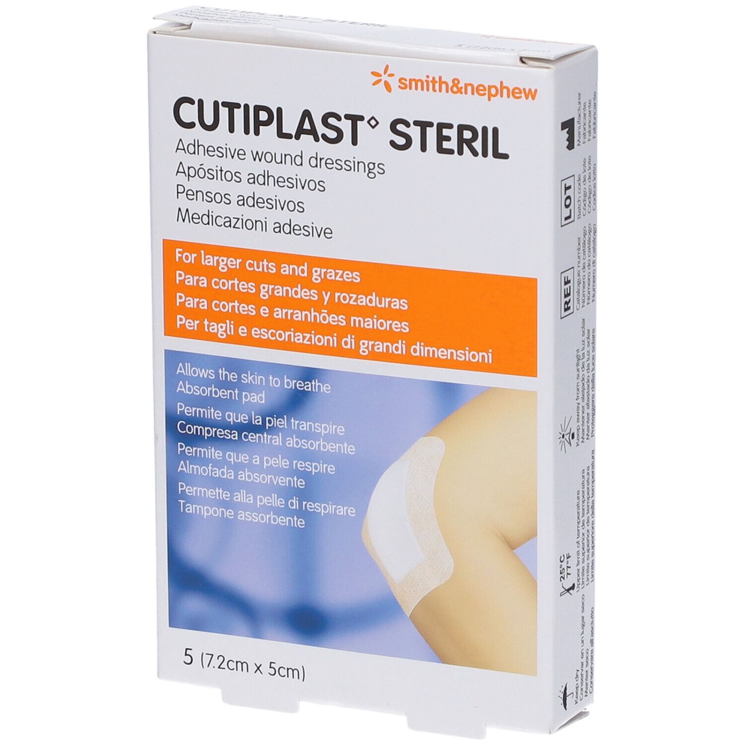 Medicazione Cutiplast Steril Adesiva Supporto In Tnt Adesivo Poliacrilato Ipollergenico Tampone Non Aderente 7,2X5 Cm 5 Pezzi